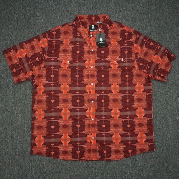 Raised‎ By Coyotes Shirt Men 3XL Red Bufflao Plaid Pearl Snap Western NWT